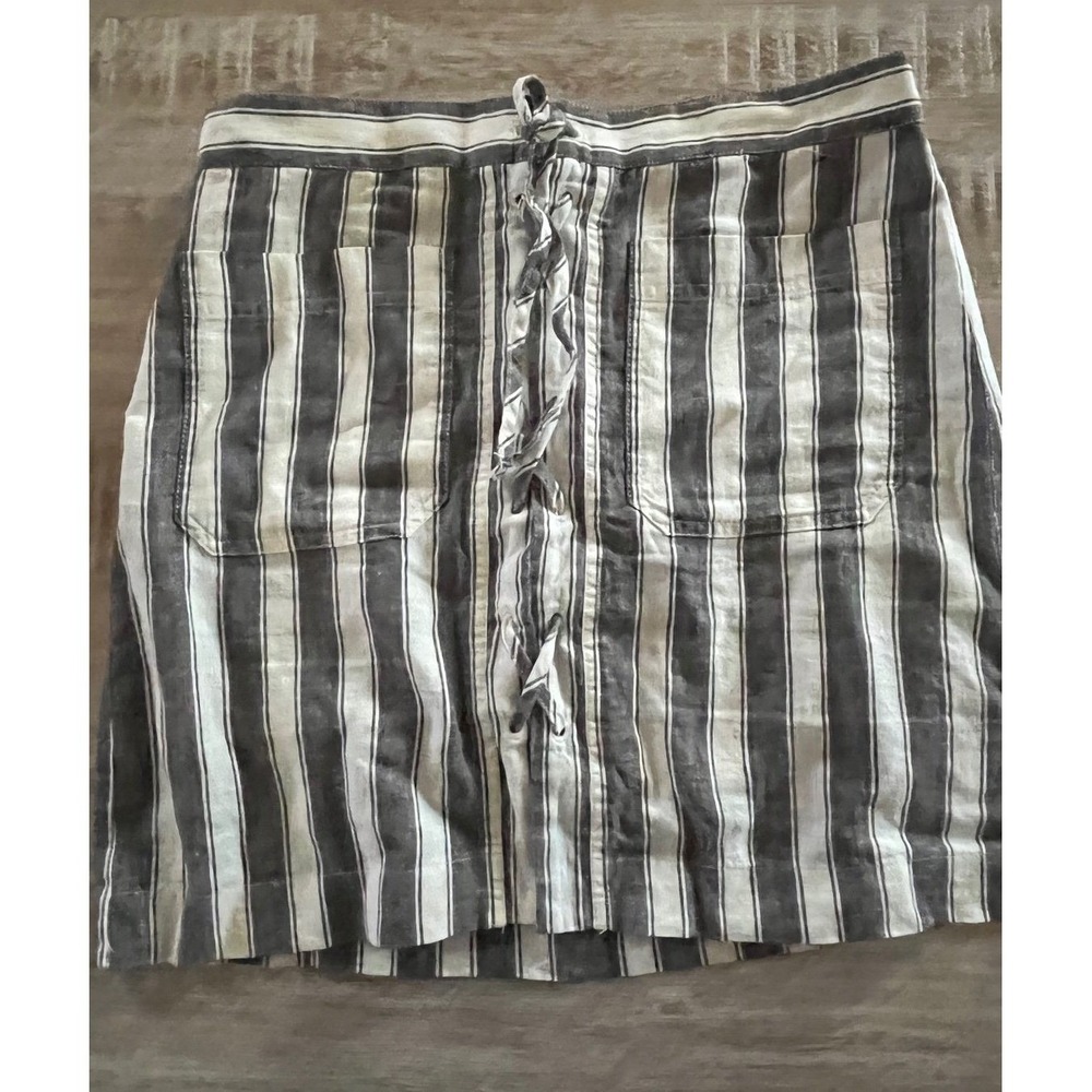 Madewell Striped Lace Up Mini Skirt Grey Cream Size 4